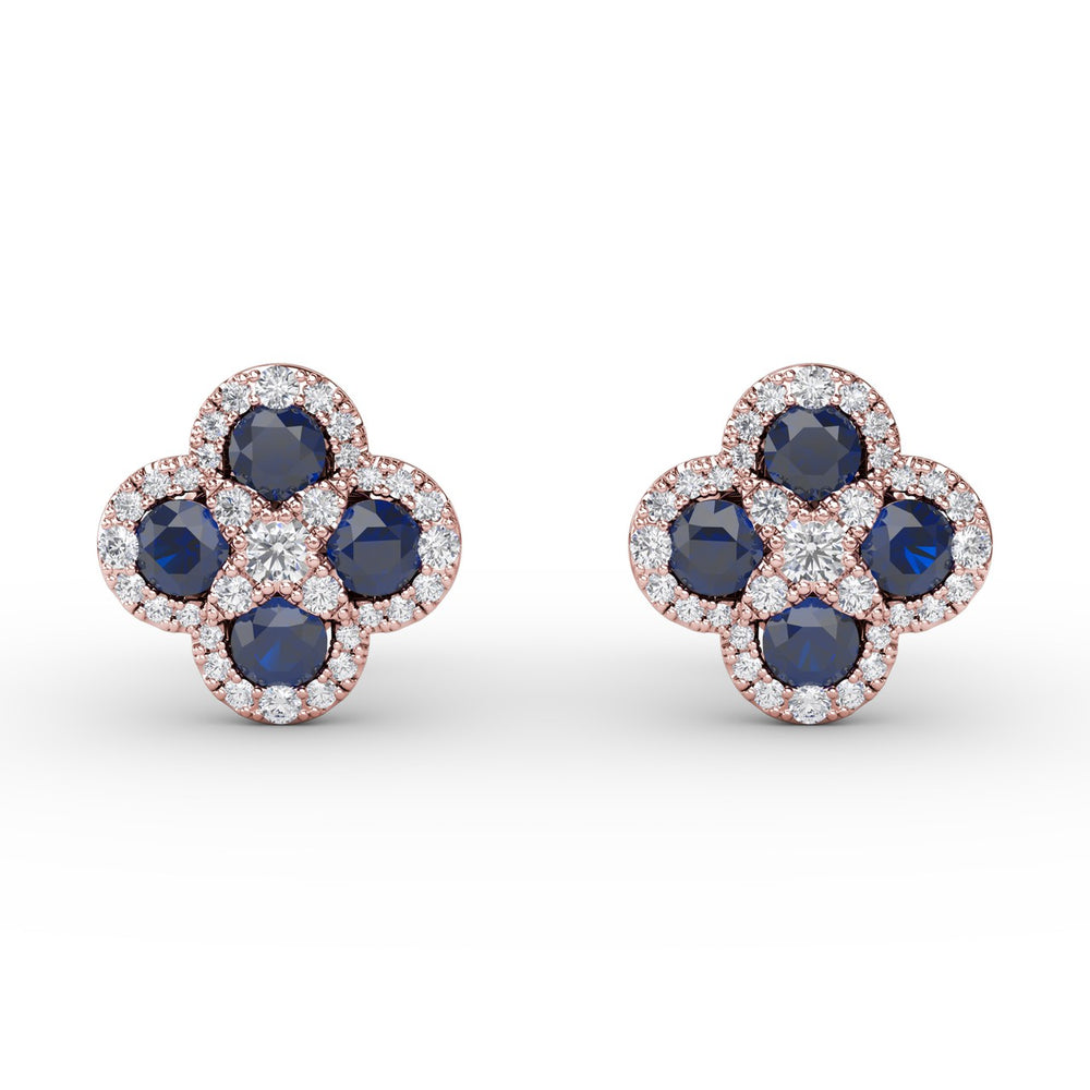 Endless Bliss Sapphire and Diamond Cluster Studs