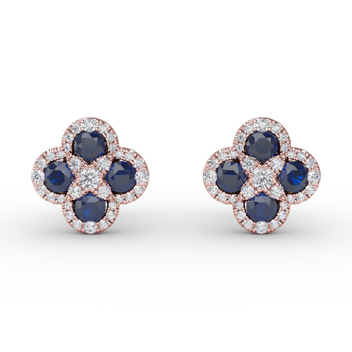 Endless Bliss Sapphire and Diamond Cluster Studs