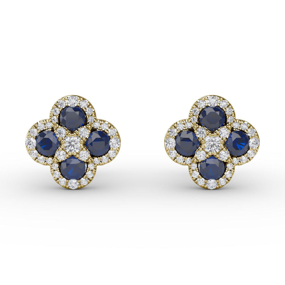 Endless Bliss Sapphire and Diamond Cluster Studs