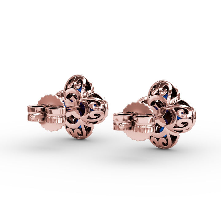 Endless Bliss Sapphire and Diamond Cluster Studs
