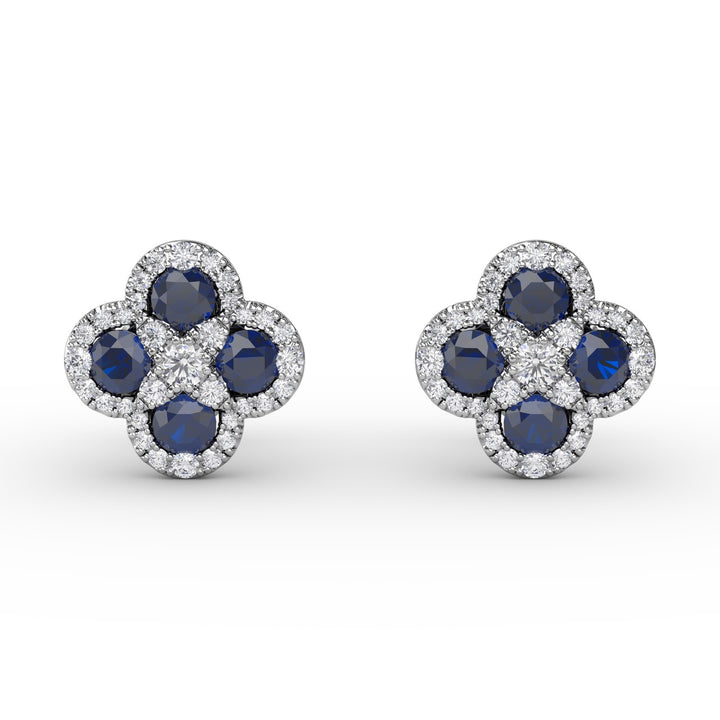 Endless Bliss Sapphire and Diamond Cluster Studs