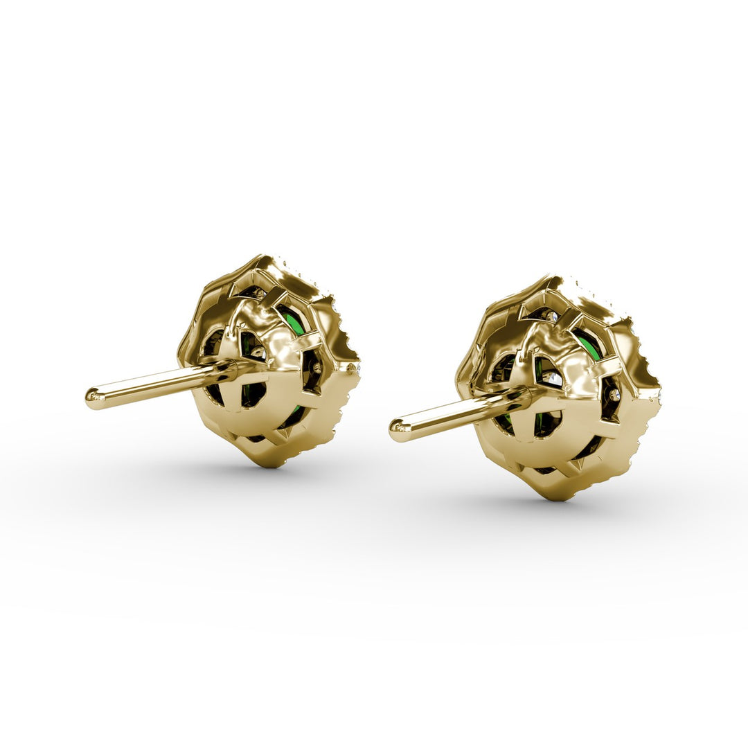 Striking Emerald and Diamond Stud Earrings