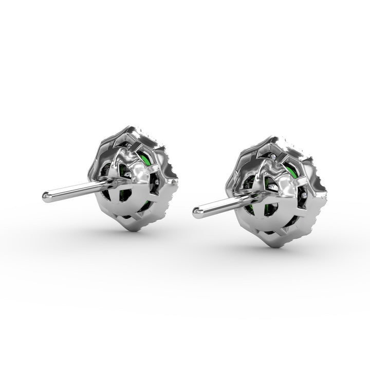 Striking Emerald and Diamond Stud Earrings