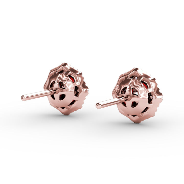 Striking Ruby and Diamond Stud Earrings