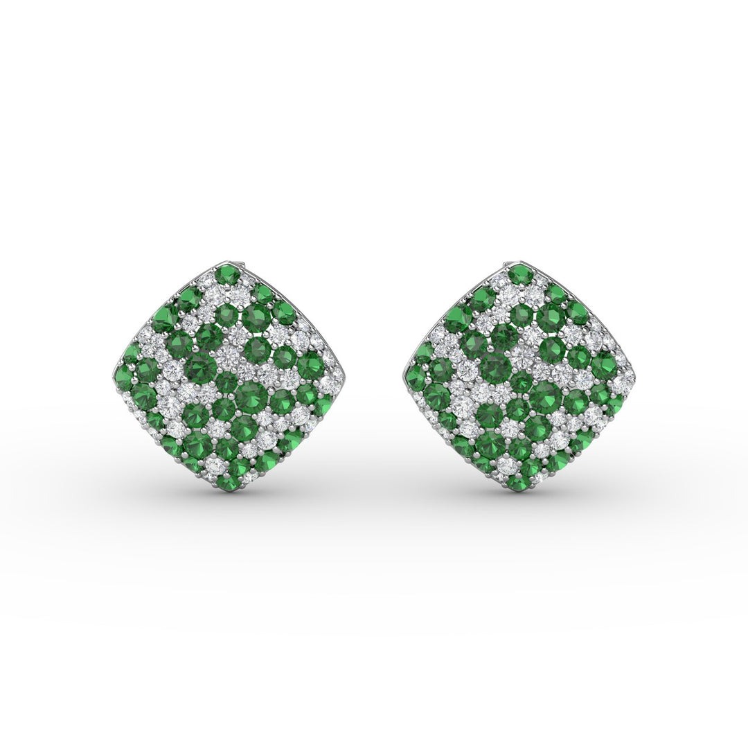 Large Pav? Emerald and Diamond Studs