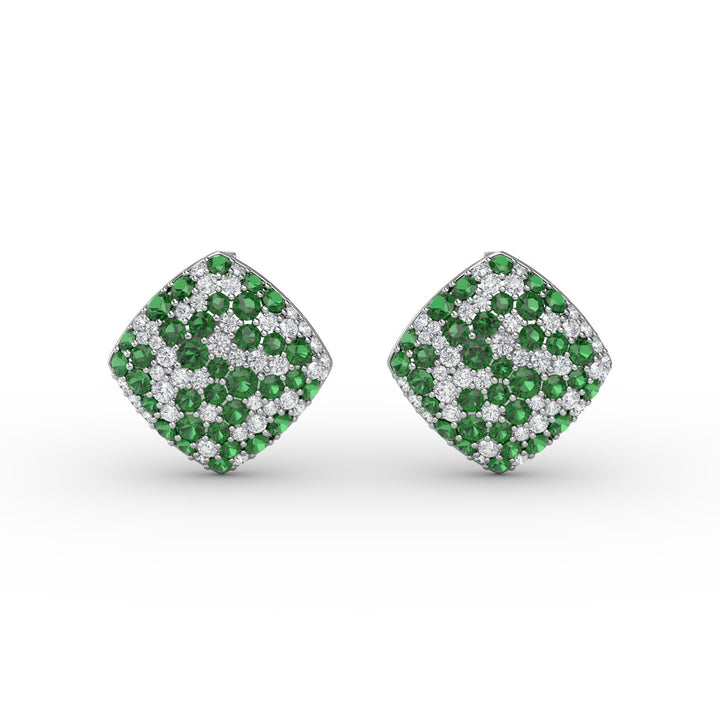 Large Pav? Emerald and Diamond Studs