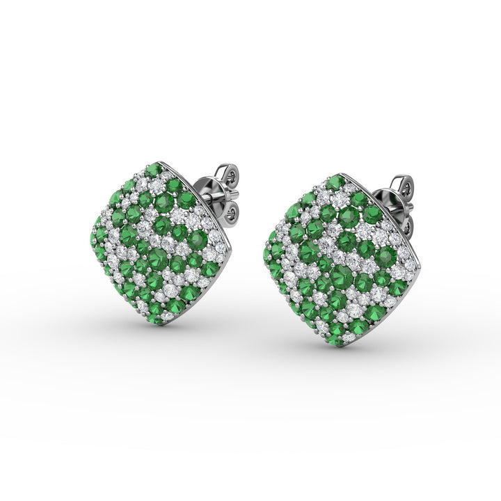 Large PavÃ© Emerald and Diamond Studs