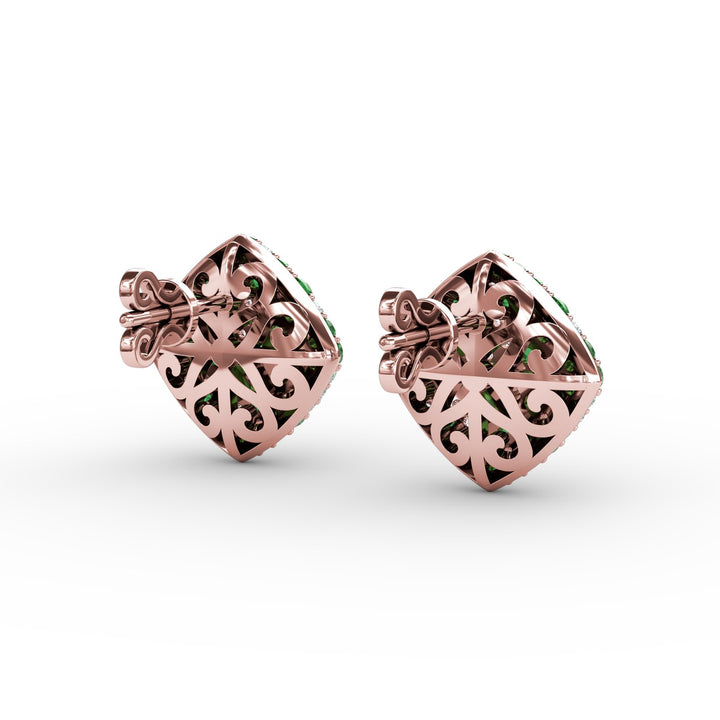 Large PavÃ© Emerald and Diamond Studs