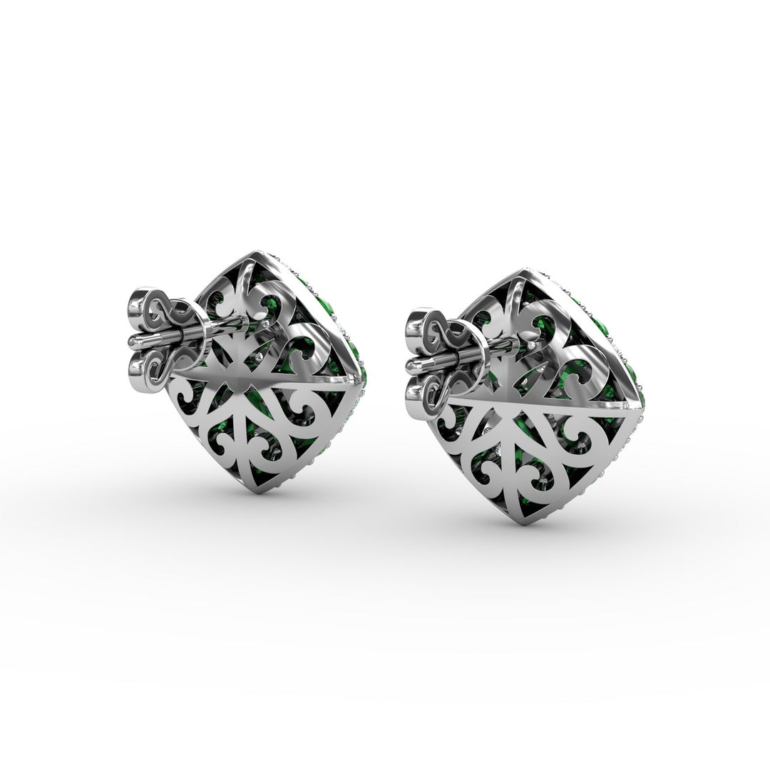 Large PavÃ© Emerald and Diamond Studs