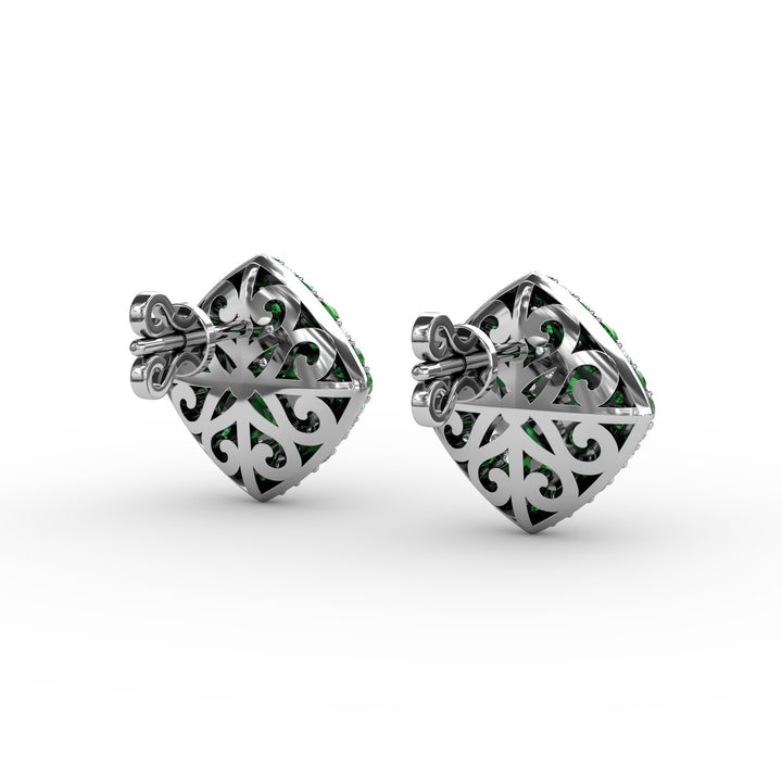 Large PavÃ© Emerald and Diamond Studs