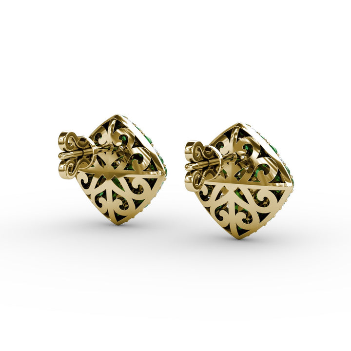 Large PavÃ© Emerald and Diamond Studs