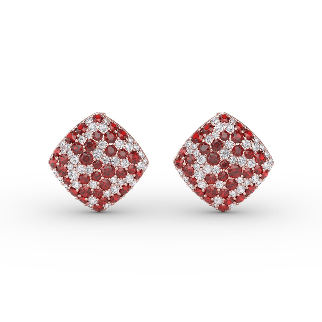 Large Pav? Ruby and Diamond Studs