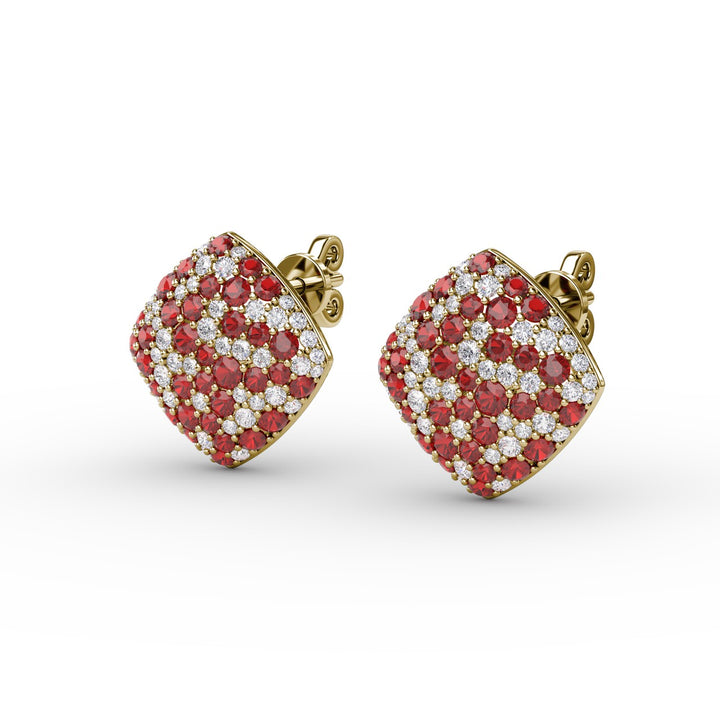 Large Pav? Ruby and Diamond Studs
