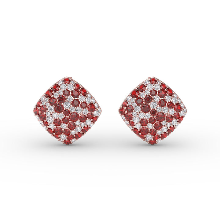 Large Pav? Ruby and Diamond Studs