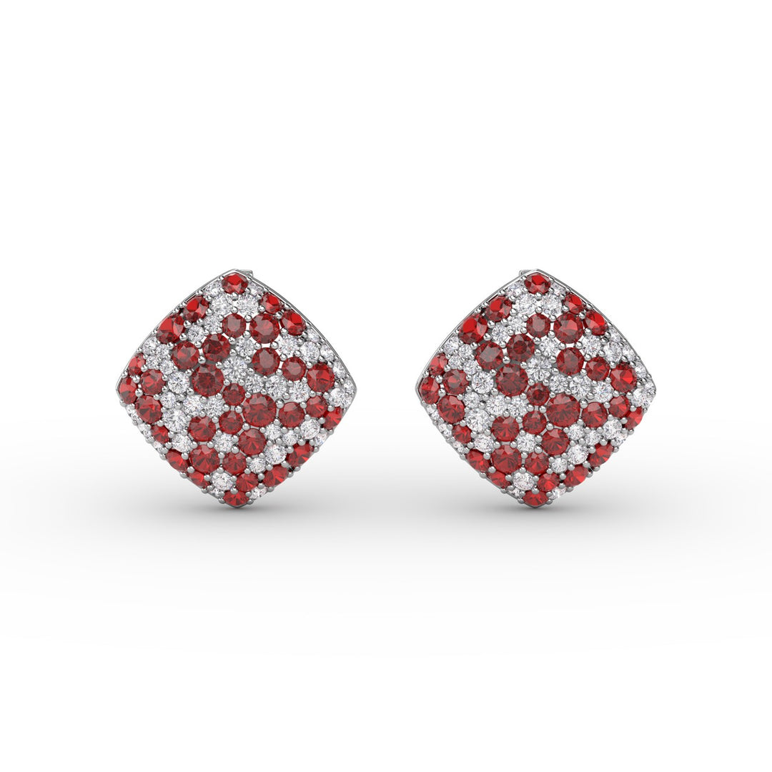 Large Pav? Ruby and Diamond Studs