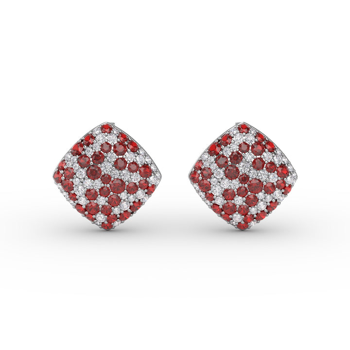 Large Pav? Ruby and Diamond Studs