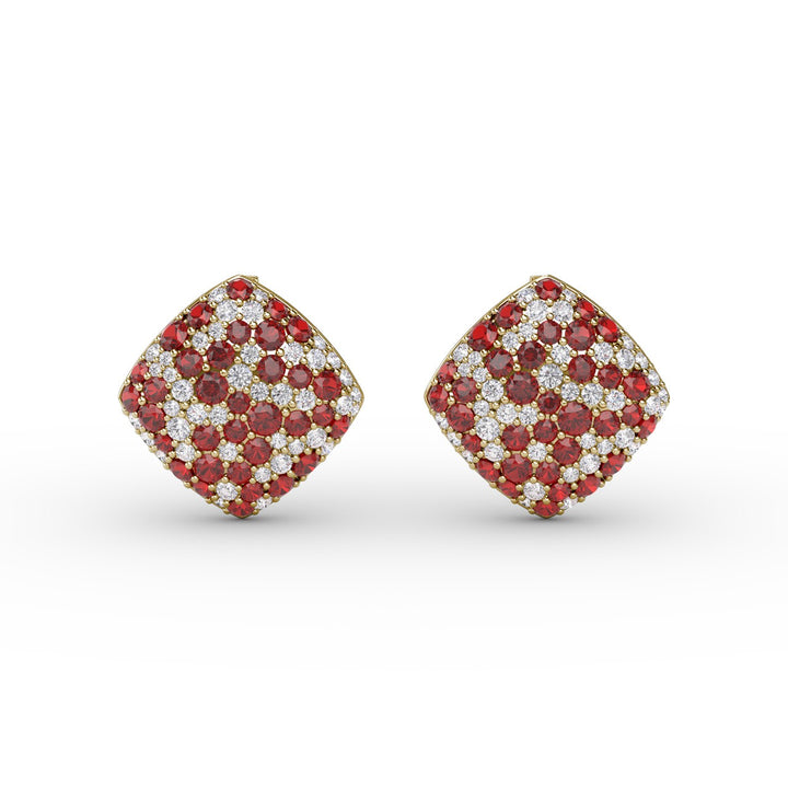 Large Pav? Ruby and Diamond Studs