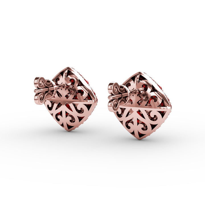 Large PavÃ© Ruby and Diamond Studs