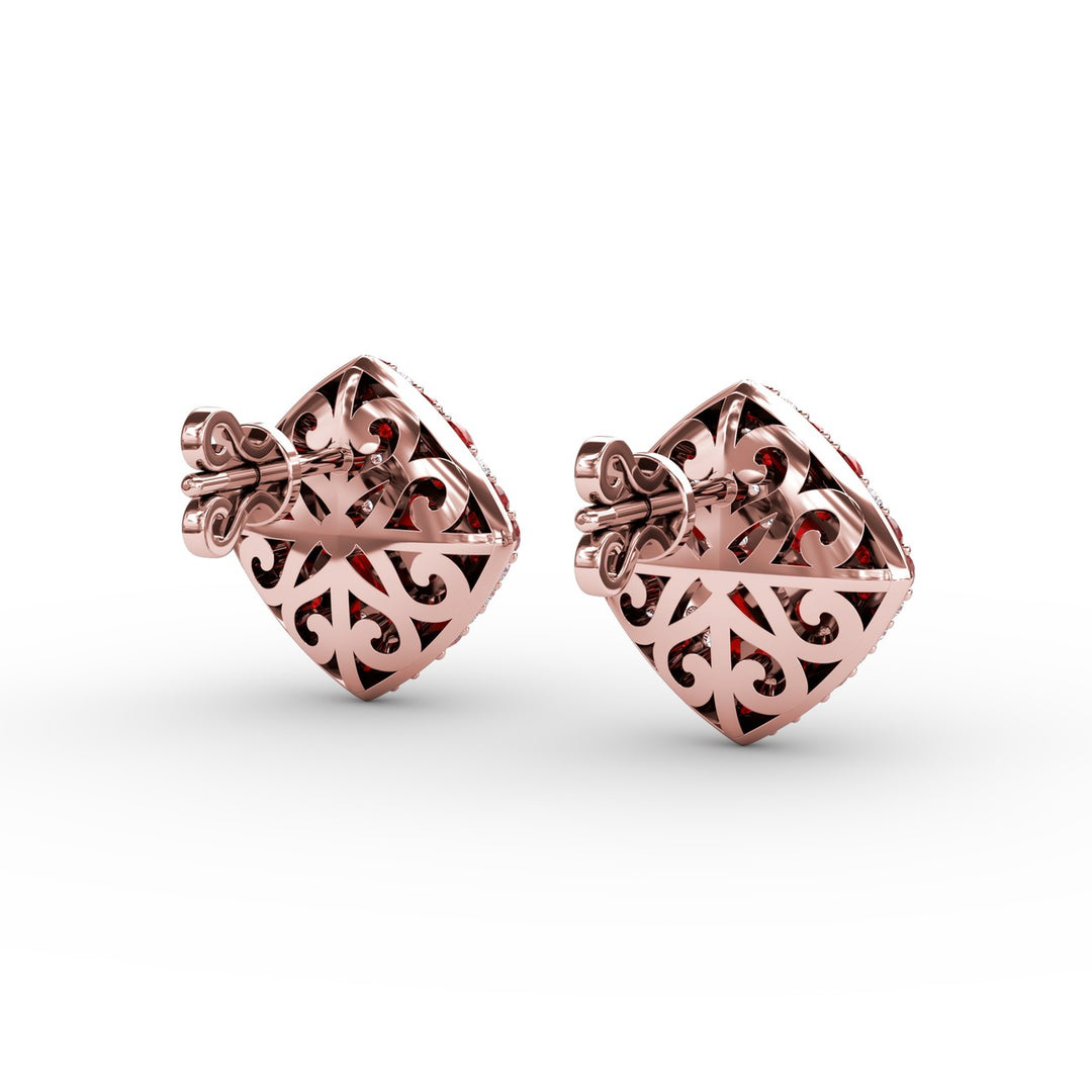 Large PavÃ© Ruby and Diamond Studs