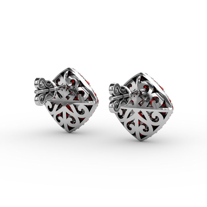 Large PavÃ© Ruby and Diamond Studs