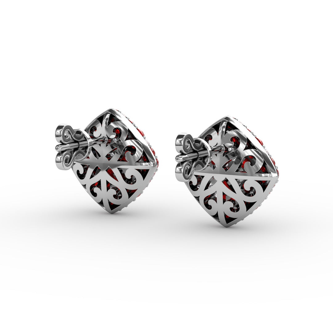 Large PavÃ© Ruby and Diamond Studs
