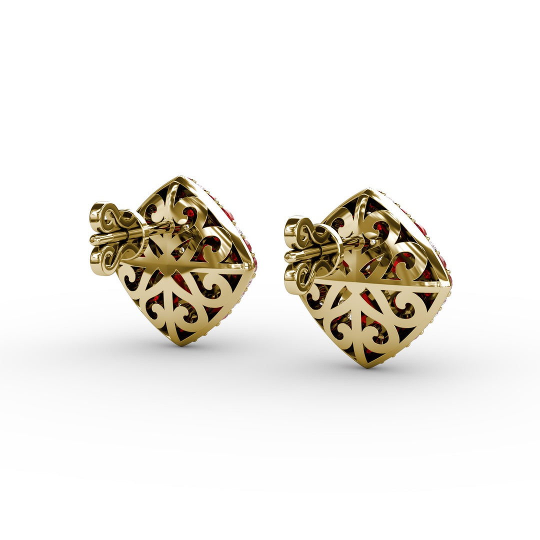 Large PavÃ© Ruby and Diamond Studs