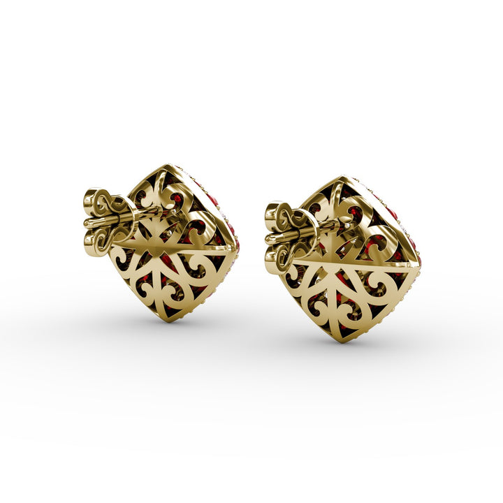 Large PavÃ© Ruby and Diamond Studs