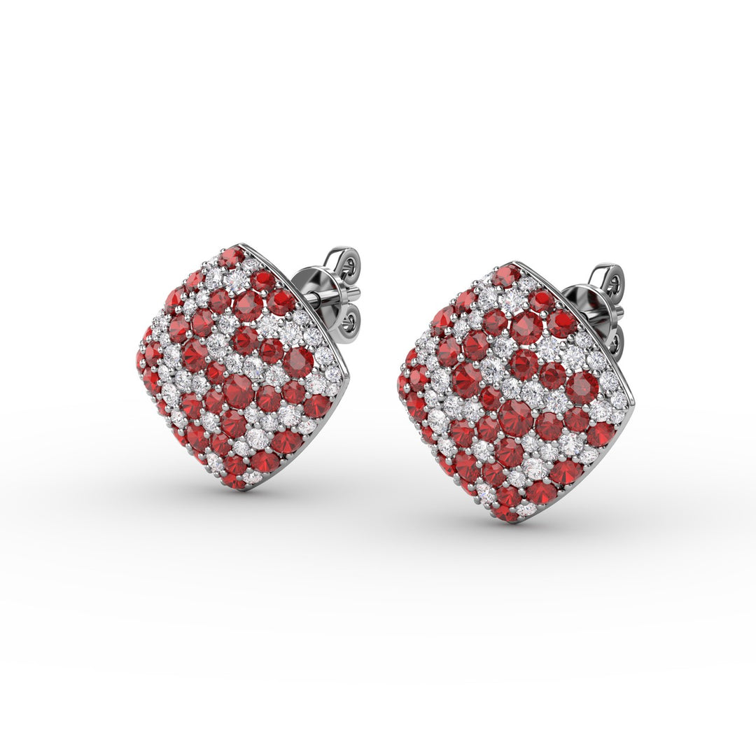 Large Pav? Ruby and Diamond Studs