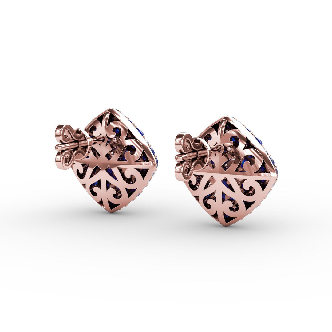 Large PavÃ© Sapphire and Diamond Studs
