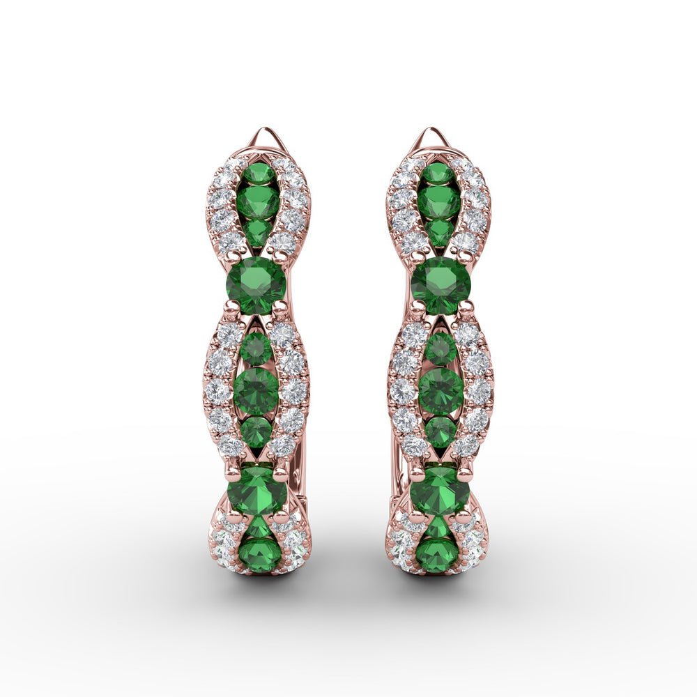 Vintage Emerald and Diamond Hoops