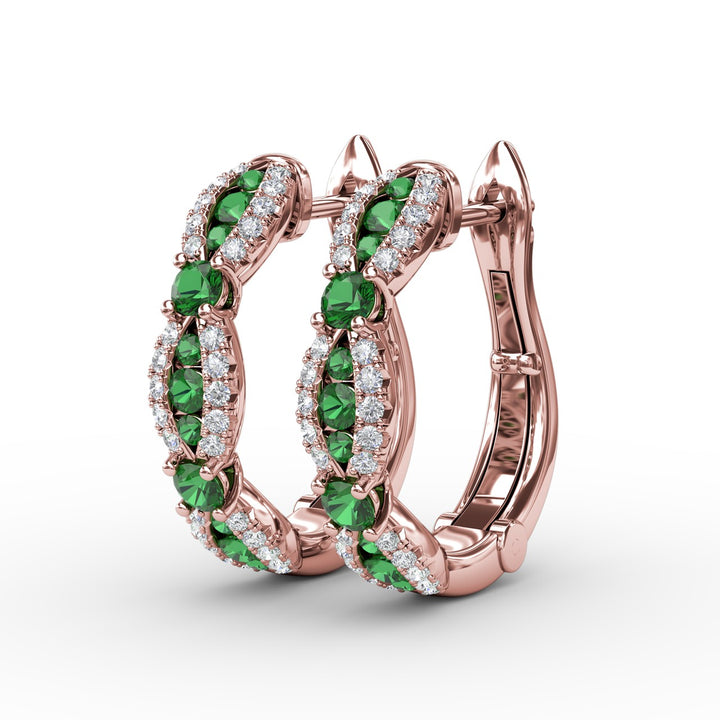 Vintage Emerald and Diamond Hoops