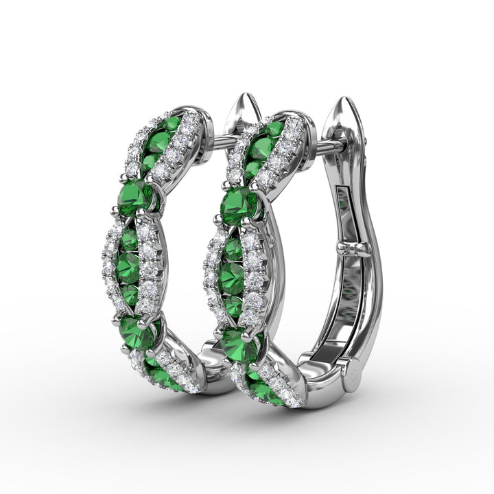 Vintage Emerald and Diamond Hoops