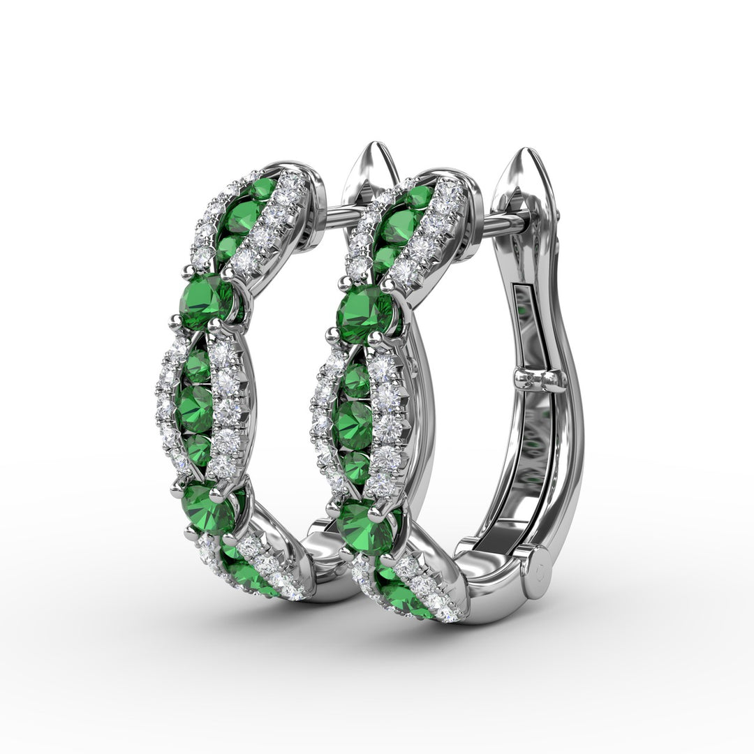Vintage Emerald and Diamond Hoops