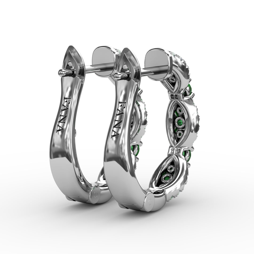 Vintage Emerald and Diamond Hoops