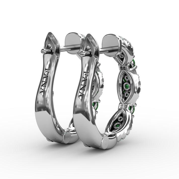 Vintage Emerald and Diamond Hoops
