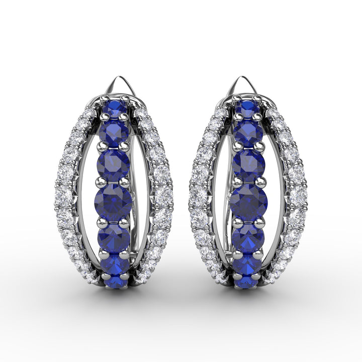 Sapphire and Diamond Hoop Earrings