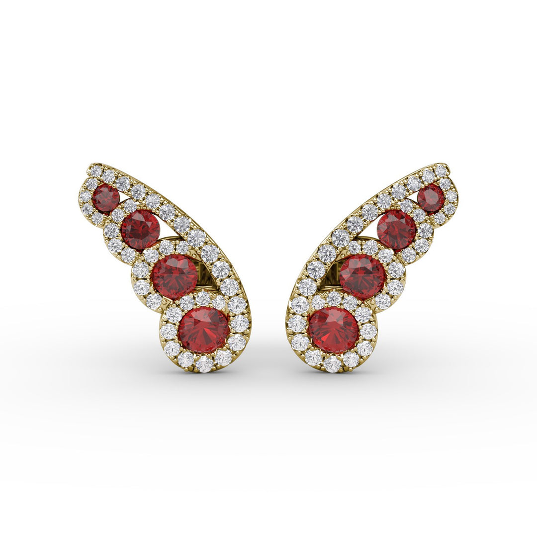 Butterfly Wing Ruby and Diamond Studs