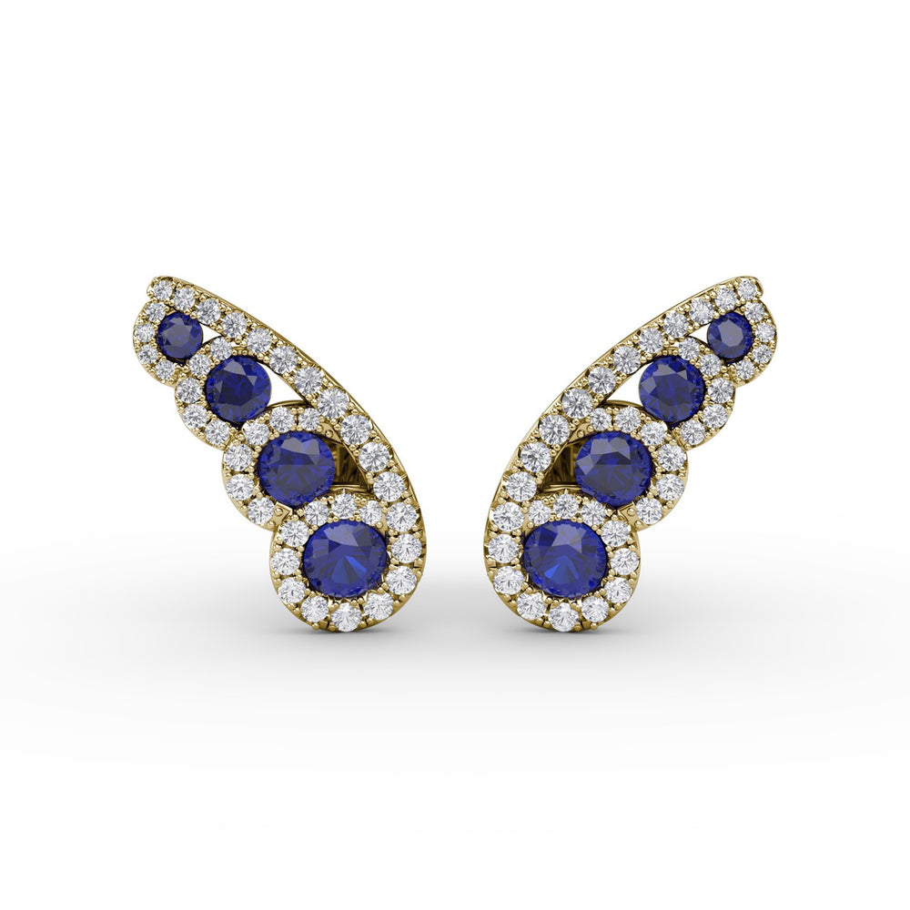 Butterfly Wing Sapphire and Diamond Studs