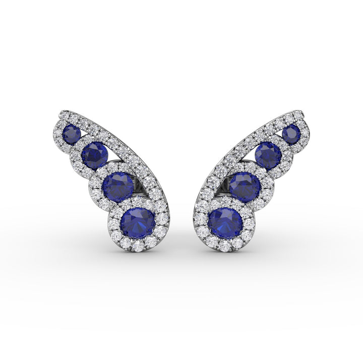 Butterfly Wing Sapphire and Diamond Studs