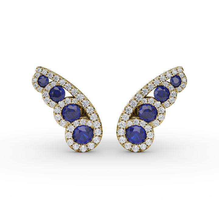 Butterfly Wing Sapphire and Diamond Studs