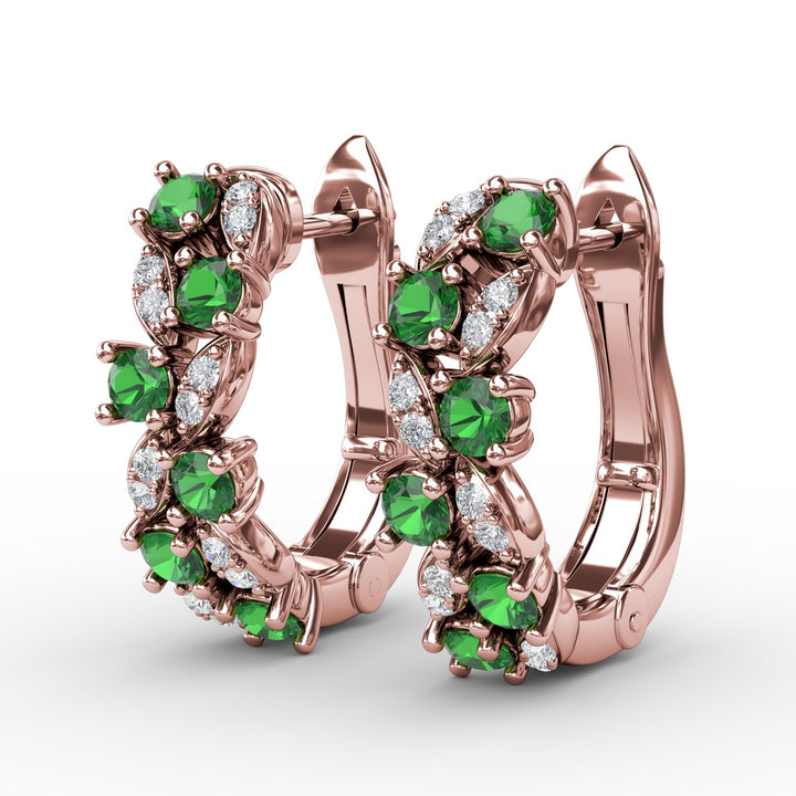 Clustered Emerald and Diamond Earrings