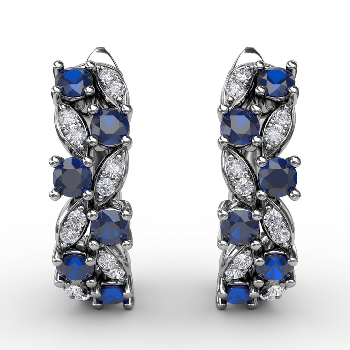 Clustered Sapphire and Diamond Earrings