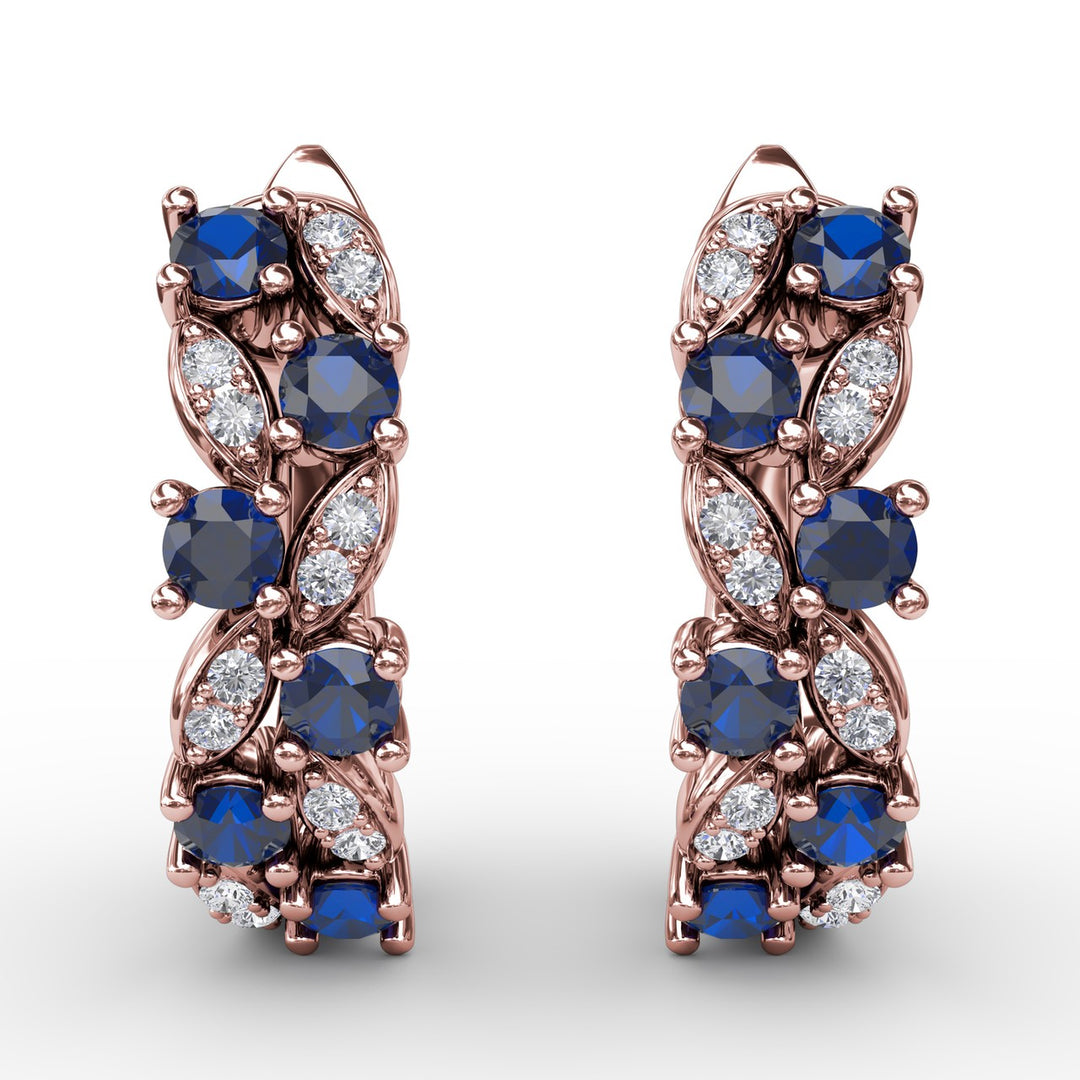 Clustered Sapphire and Diamond Earrings