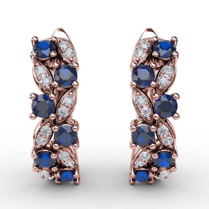 Clustered Sapphire and Diamond Earrings