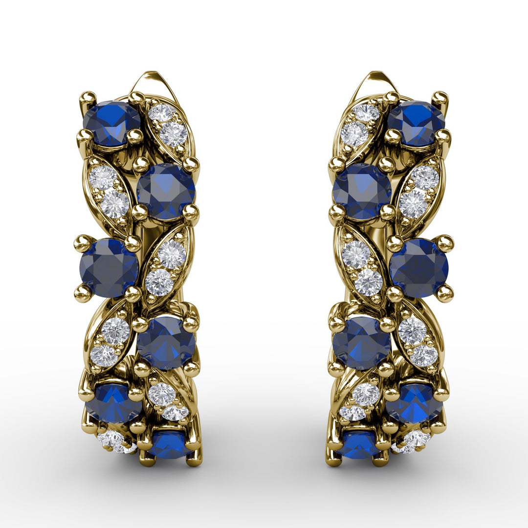 Clustered Sapphire and Diamond Earrings