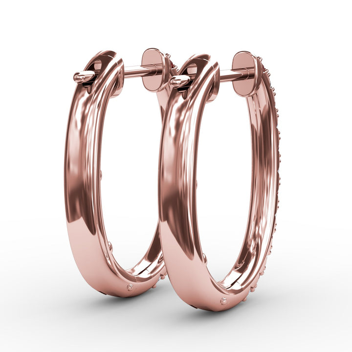 Alternaing Ruby and Diamond Hoop Earrings