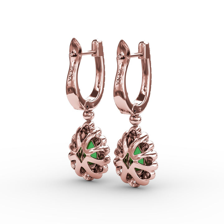 Pear-Shaped Emerald and Diamond Earrings