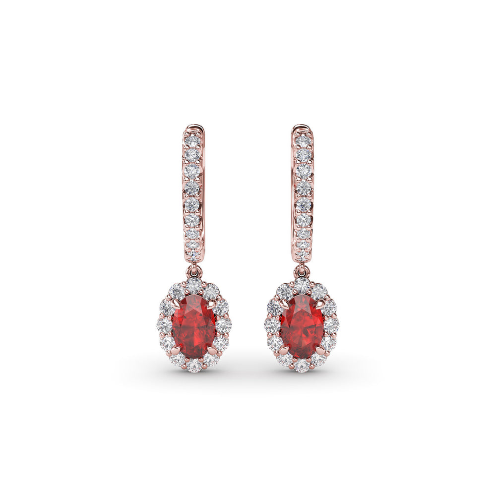 Dazzling Ruby and Diamond Drop Earrings