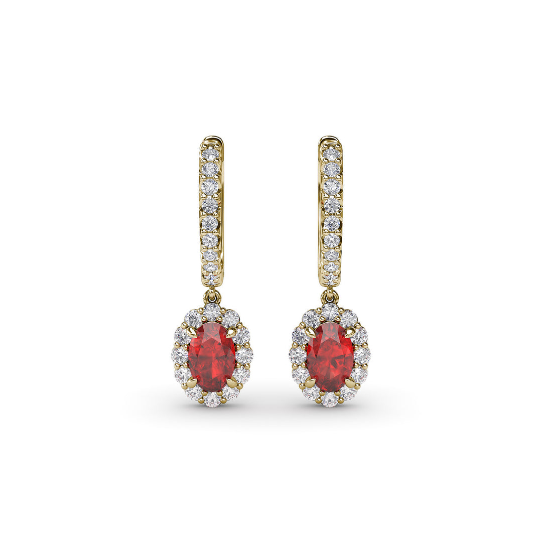 Dazzling Ruby and Diamond Drop Earrings