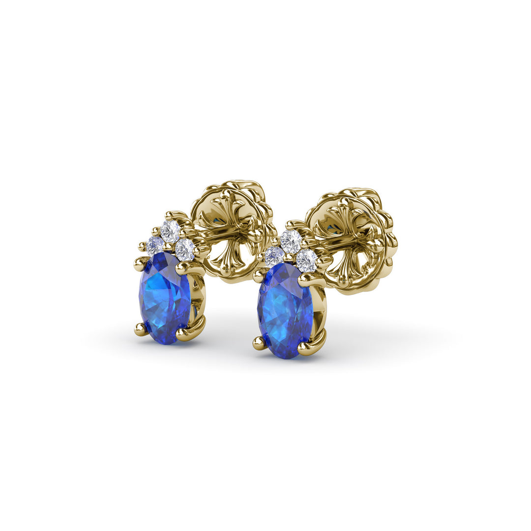 Oval Sapphire and Diamond Stud Earrings